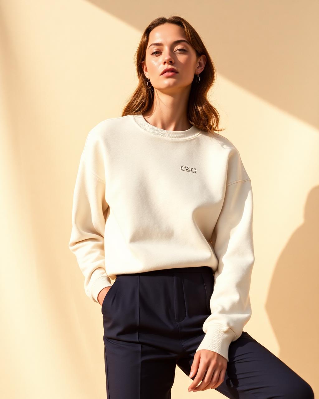 The Kensington Sweat — Brushed-back crewneck with a soft drop shoulder.